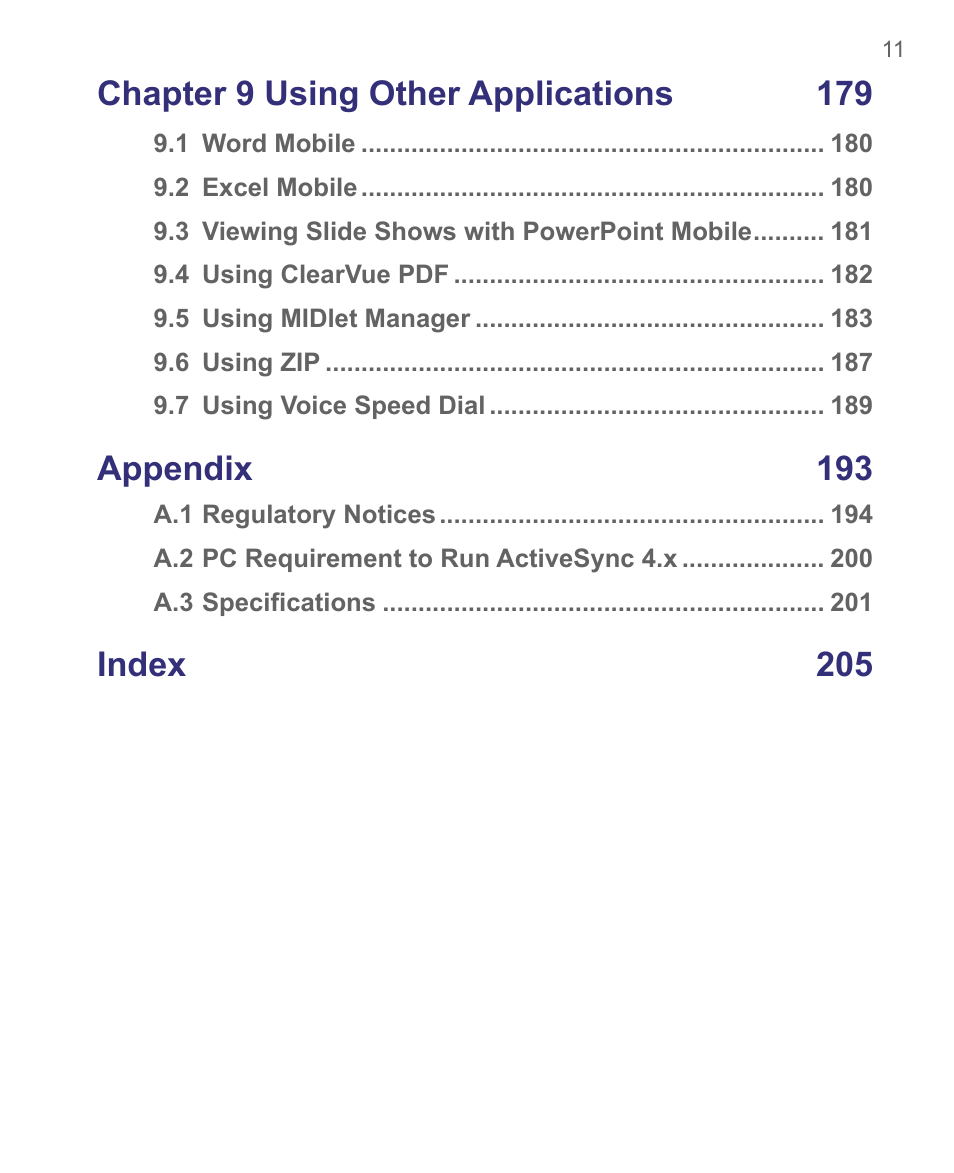 HTC 8500 User Manual | Page 11 / 212