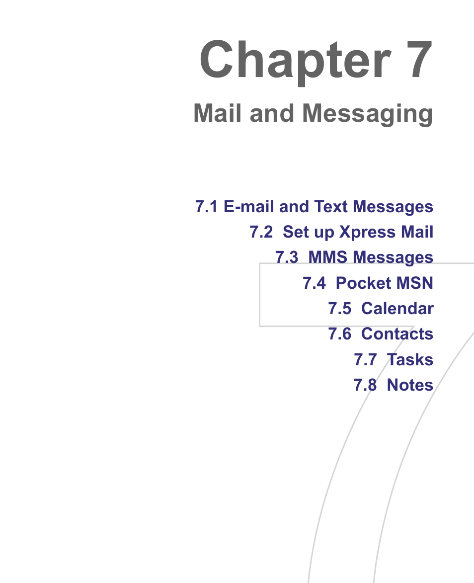 Chapter 7, Mail and messaging | HTC 8500 User Manual | Page 117 / 212