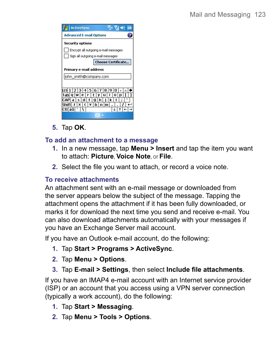 HTC 8500 User Manual | Page 123 / 212