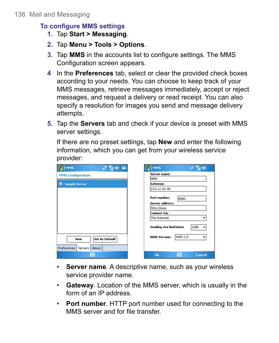 HTC 8500 User Manual | Page 136 / 212