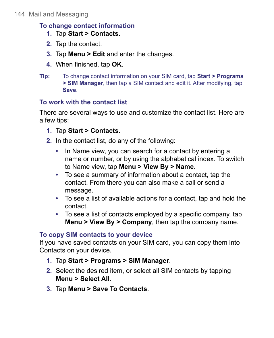 HTC 8500 User Manual | Page 144 / 212