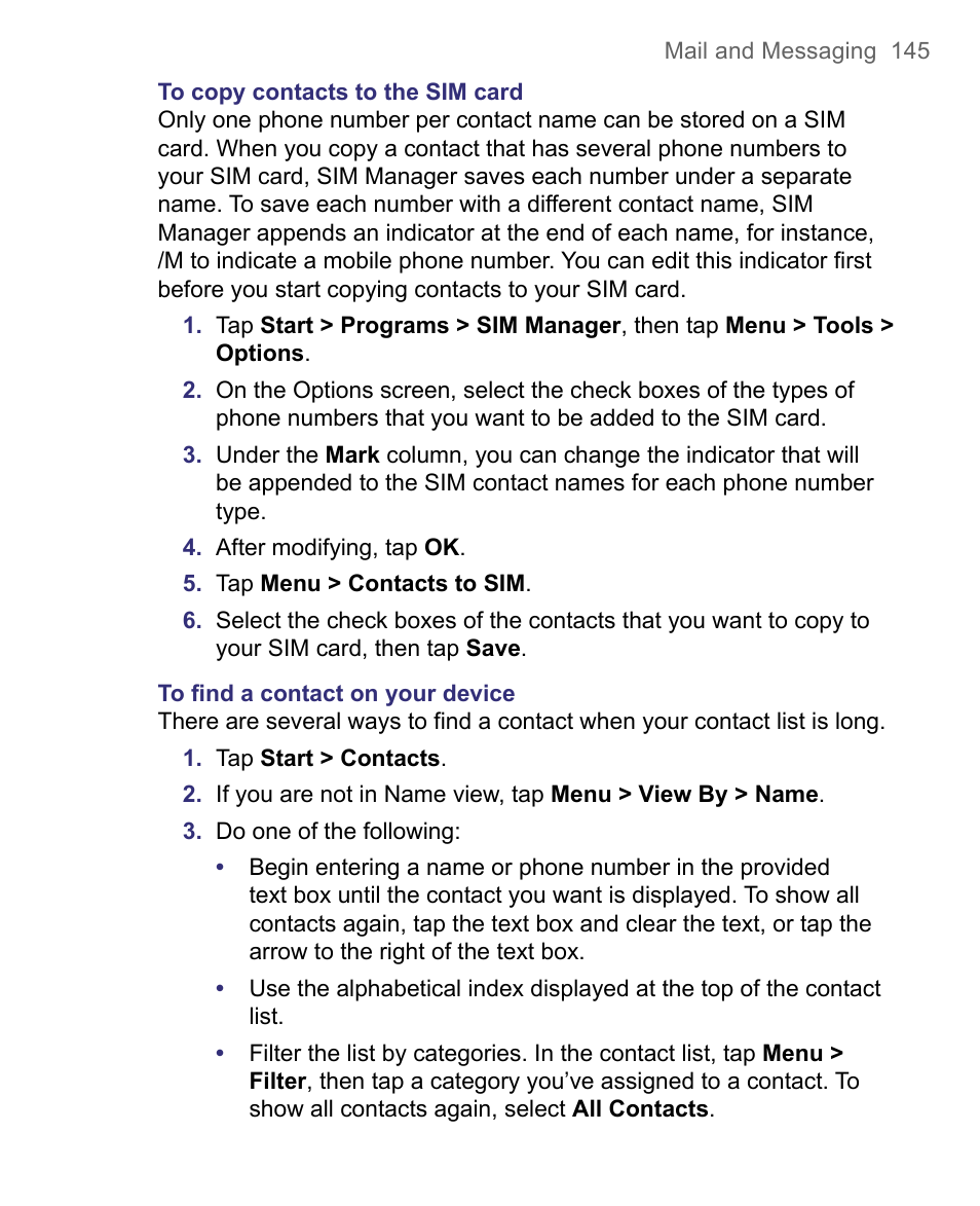 HTC 8500 User Manual | Page 145 / 212