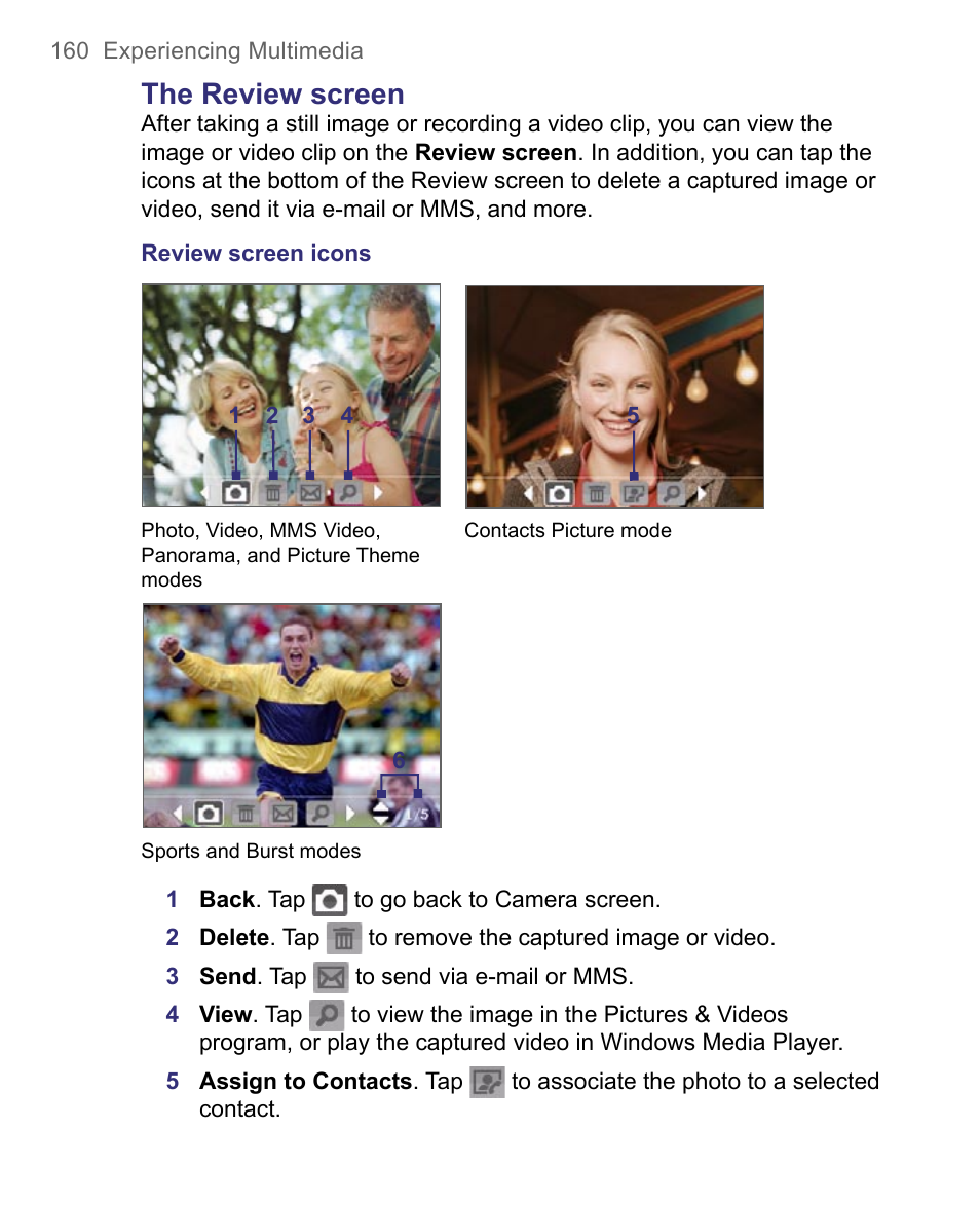 The review screen | HTC 8500 User Manual | Page 160 / 212