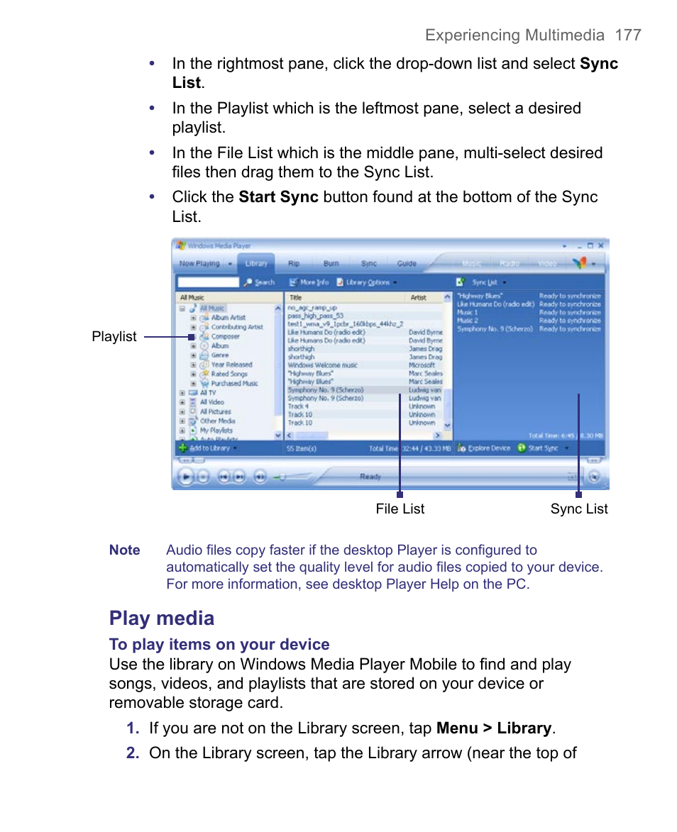 Play media | HTC 8500 User Manual | Page 177 / 212