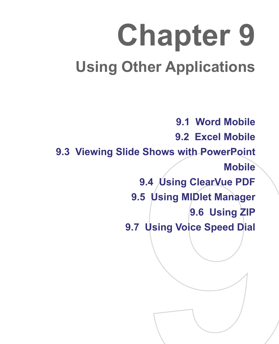 Chapter 9, Using other applications | HTC 8500 User Manual | Page 179 / 212