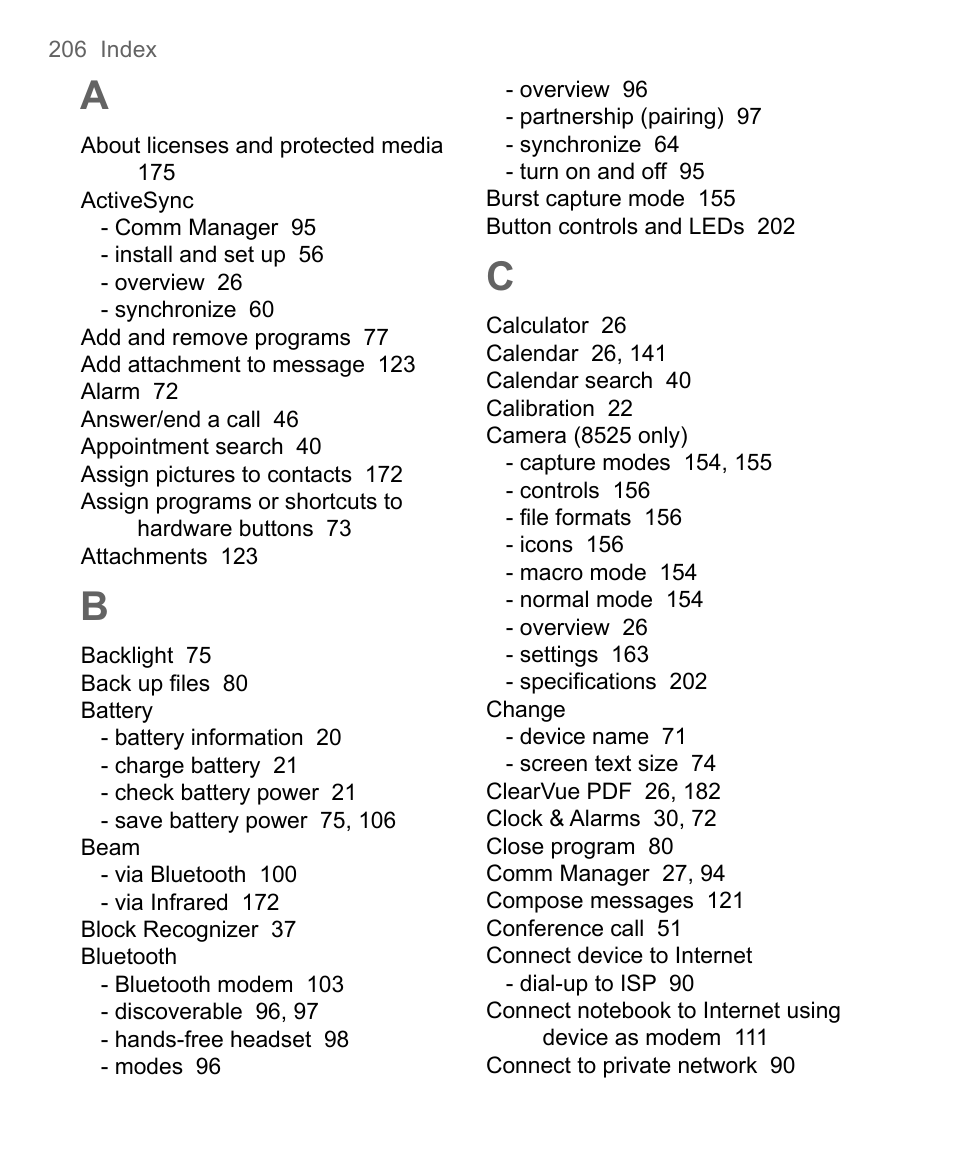 HTC 8500 User Manual | Page 206 / 212