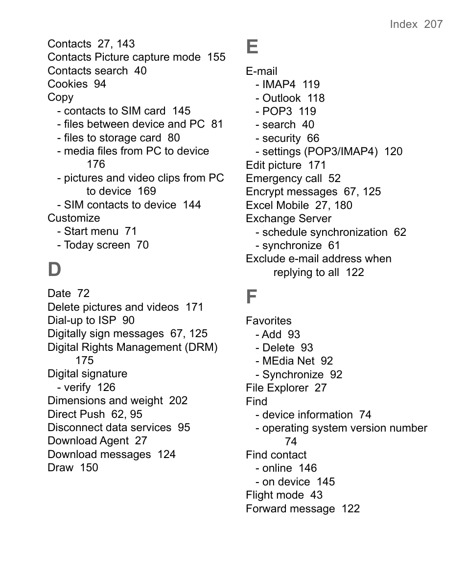 HTC 8500 User Manual | Page 207 / 212