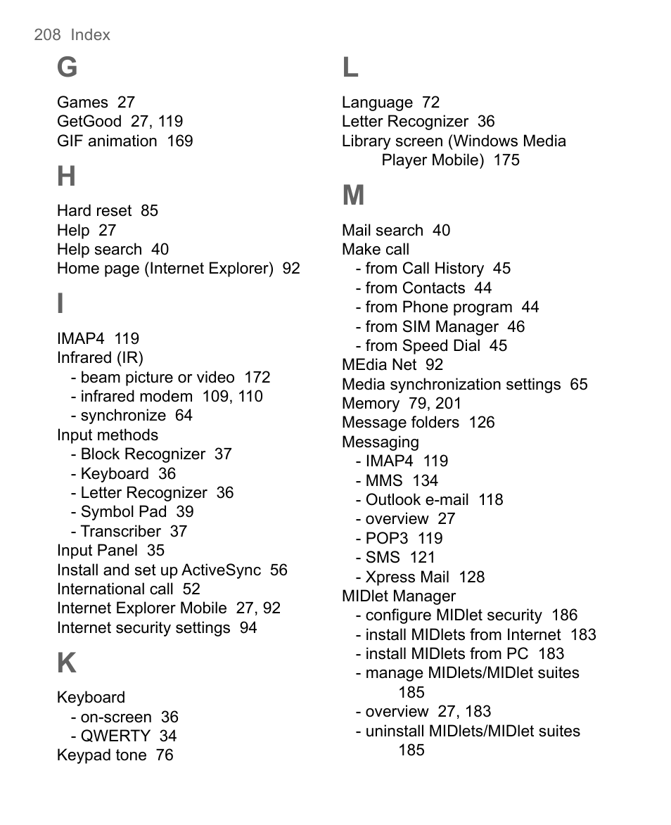 HTC 8500 User Manual | Page 208 / 212