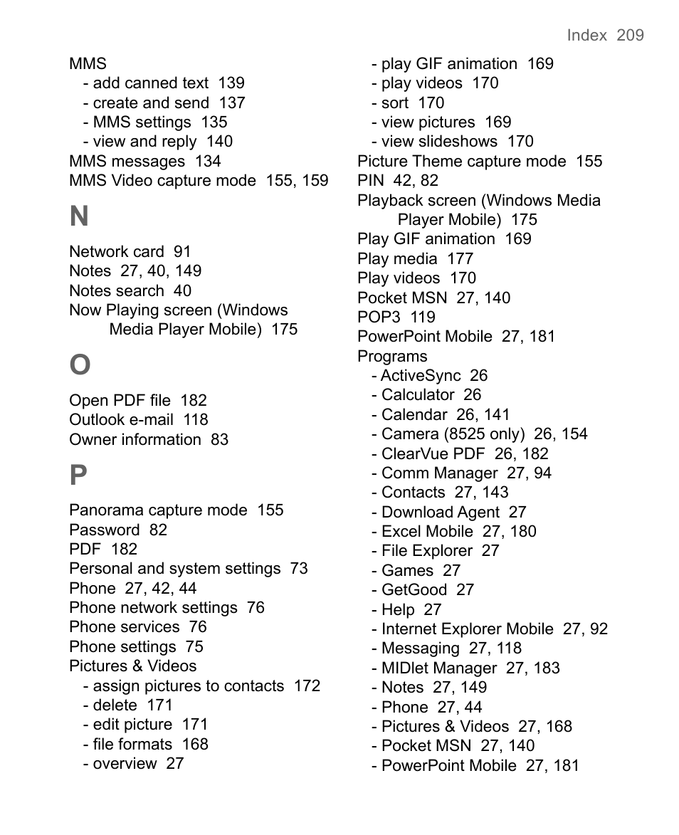 HTC 8500 User Manual | Page 209 / 212