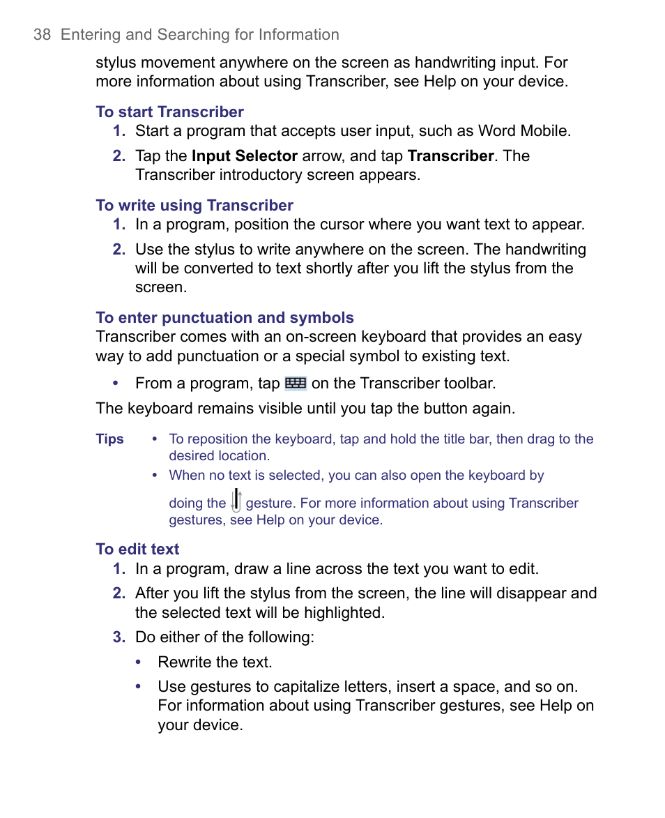 HTC 8500 User Manual | Page 38 / 212