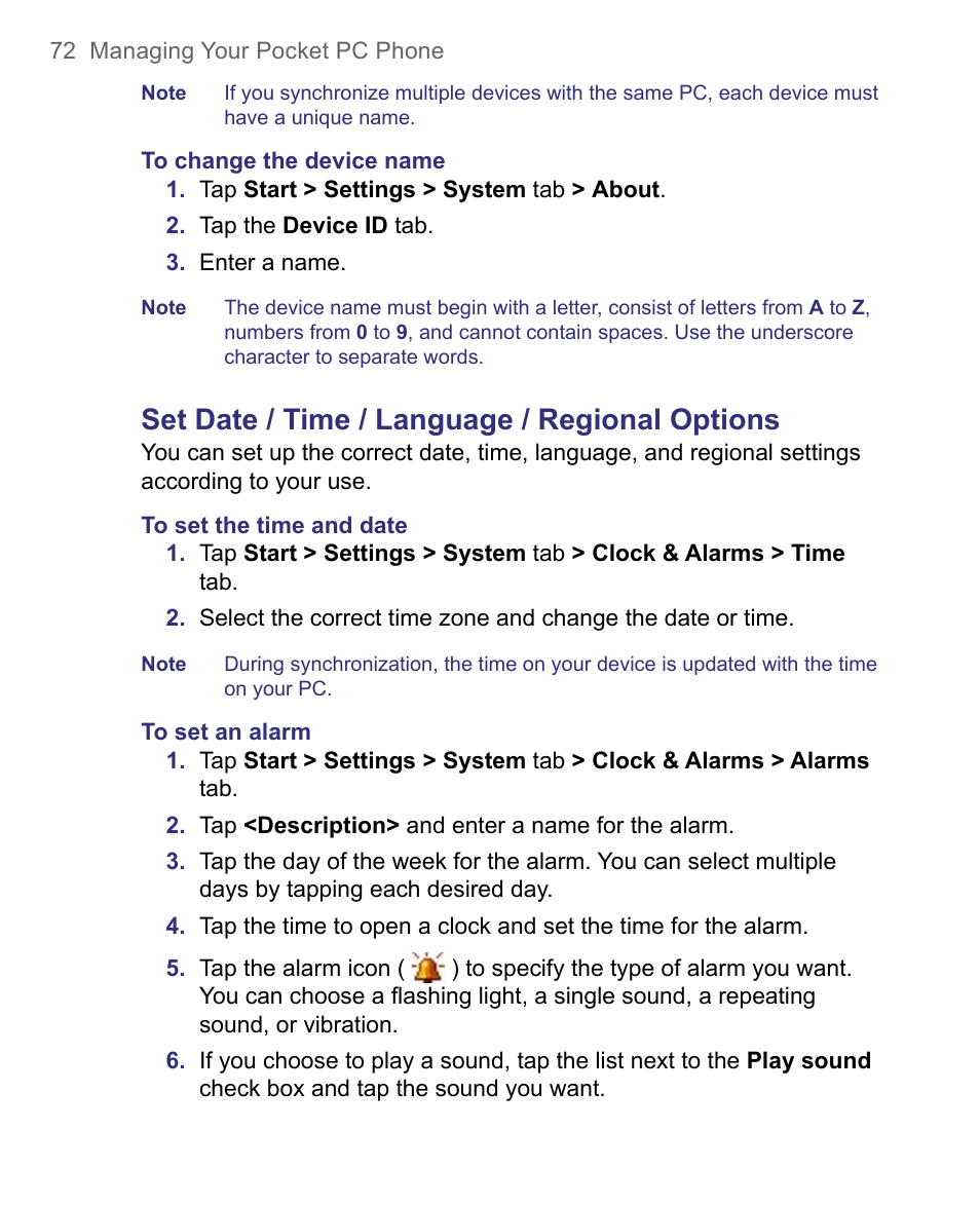 Set date / time / language / regional options | HTC 8500 User Manual | Page 72 / 212