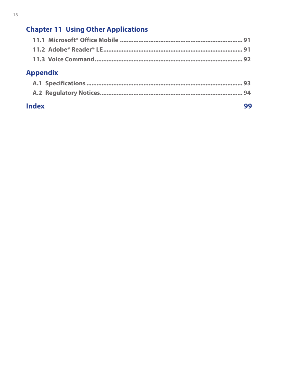 HTC Ozone CEDA100 User Manual | Page 16 / 102