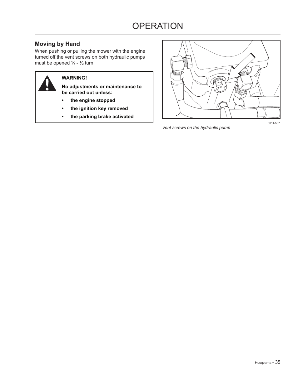 Moving by hand, Operation | HTC LZC5227 / 965879701 User Manual | Page 35 / 76