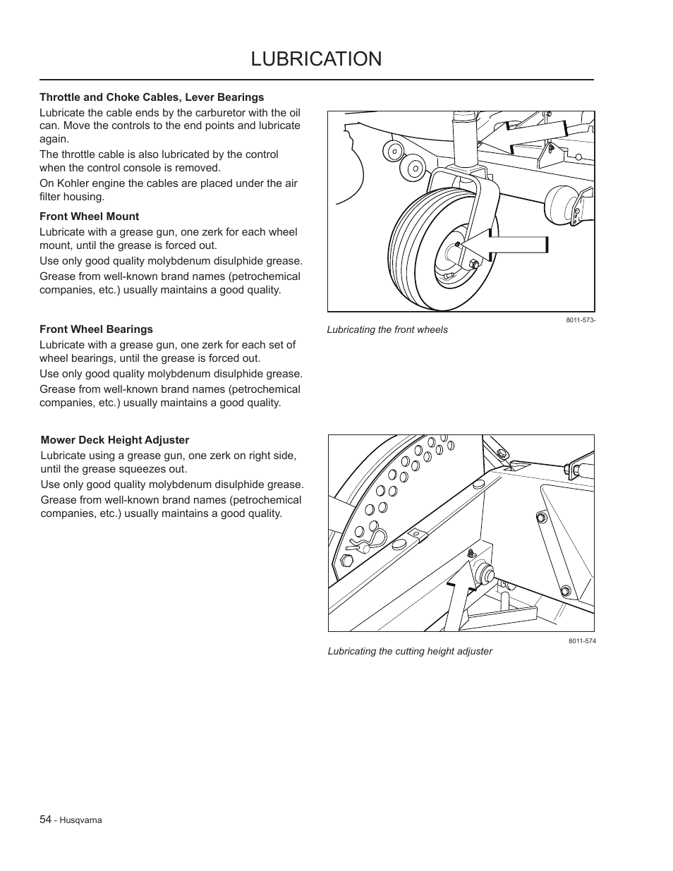 Lubrication | HTC LZC5227 / 965879701 User Manual | Page 54 / 76