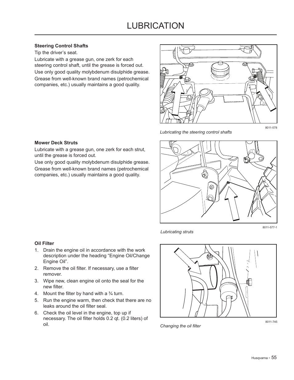 Oil filter, Lubrication | HTC LZC5227 / 965879701 User Manual | Page 55 / 76