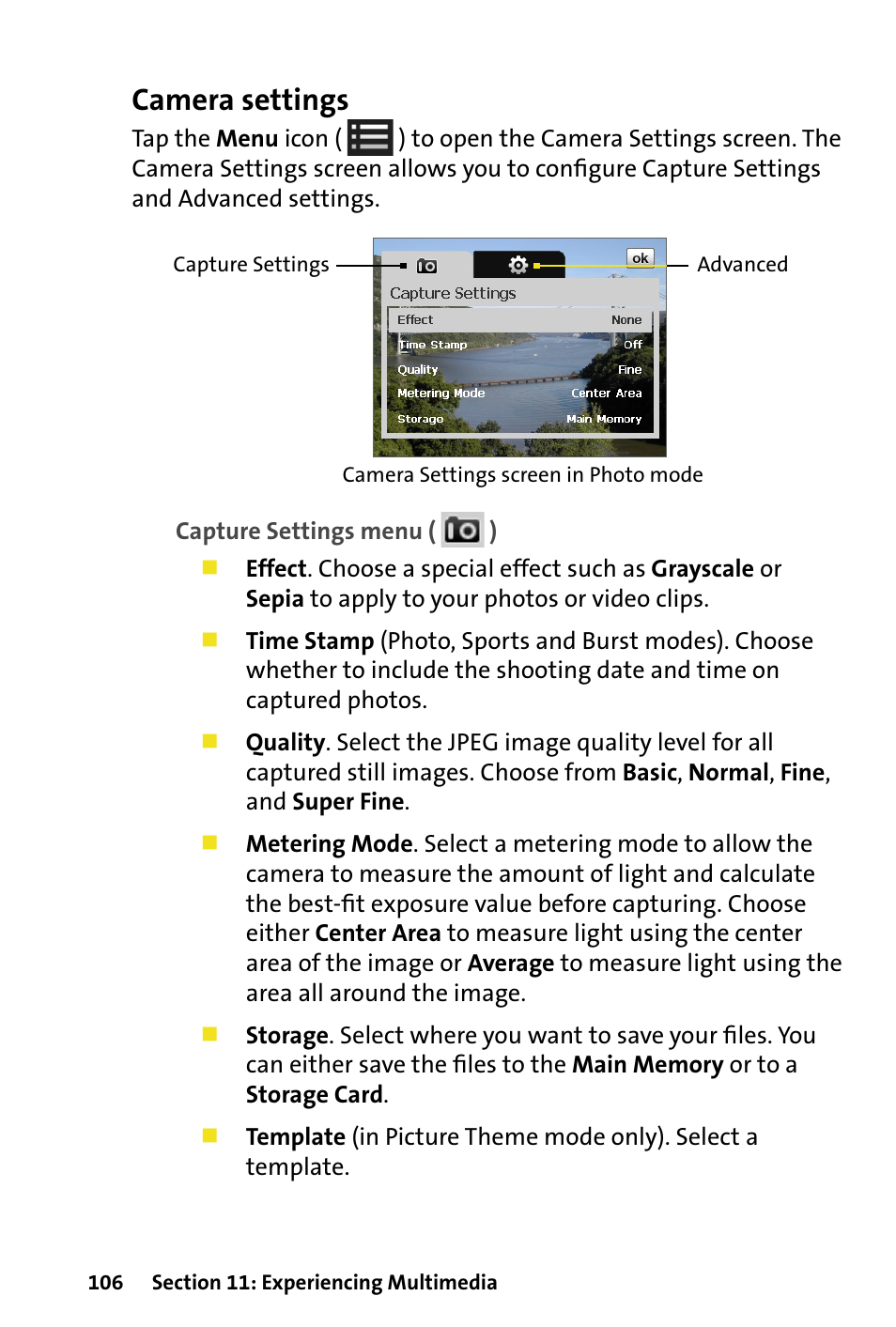 Camera settings | HTC Dash User Manual | Page 112 / 158