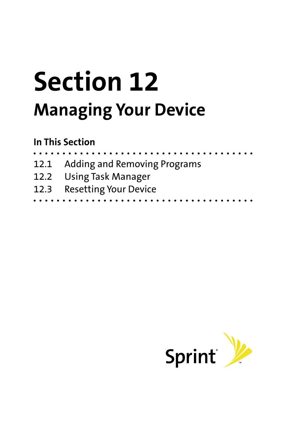 Section 12, Managing your device | HTC Dash User Manual | Page 129 / 158