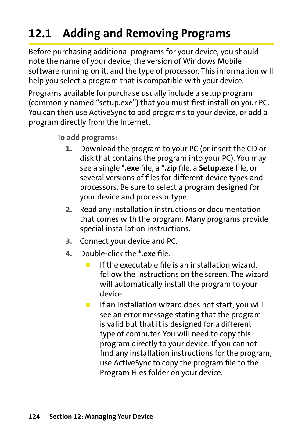 1 adding and removing programs | HTC Dash User Manual | Page 130 / 158