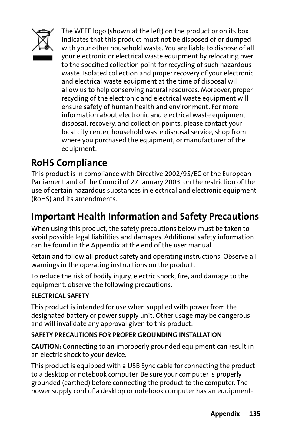 Rohs compliance | HTC Dash User Manual | Page 141 / 158