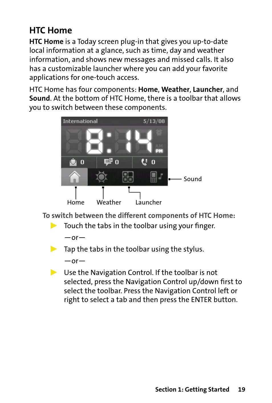 Htc home | HTC Dash User Manual | Page 25 / 158