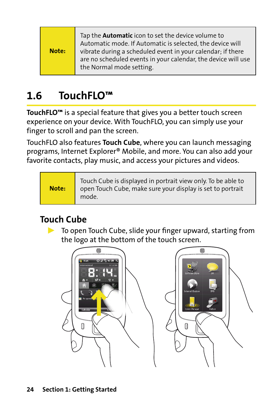 6 touchflo, Touchflo, Touch cube | HTC Dash User Manual | Page 30 / 158