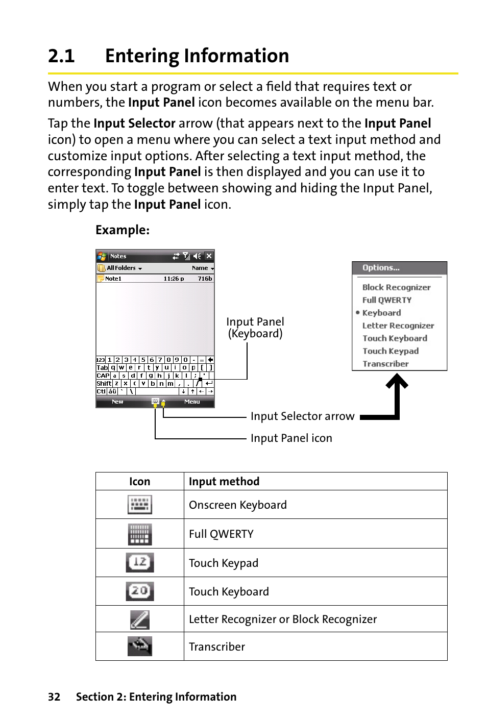 1 entering information, Entering information | HTC Dash User Manual | Page 38 / 158