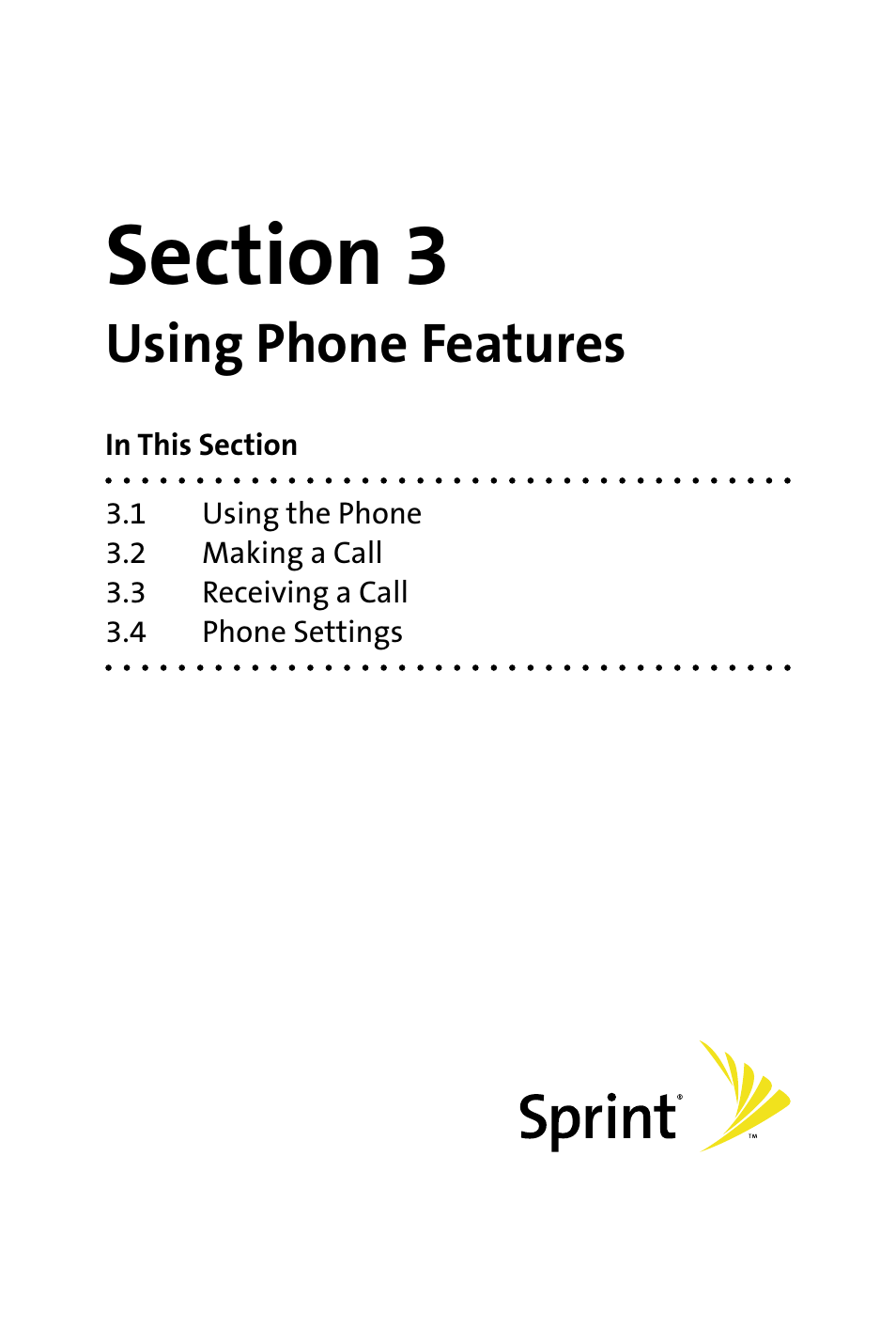 Section 3, Using phone features | HTC Dash User Manual | Page 41 / 158