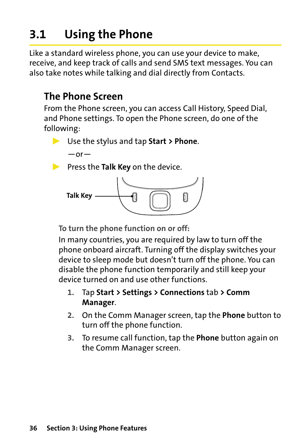 1 using the phone, Using the phone, The phone screen | HTC Dash User Manual | Page 42 / 158
