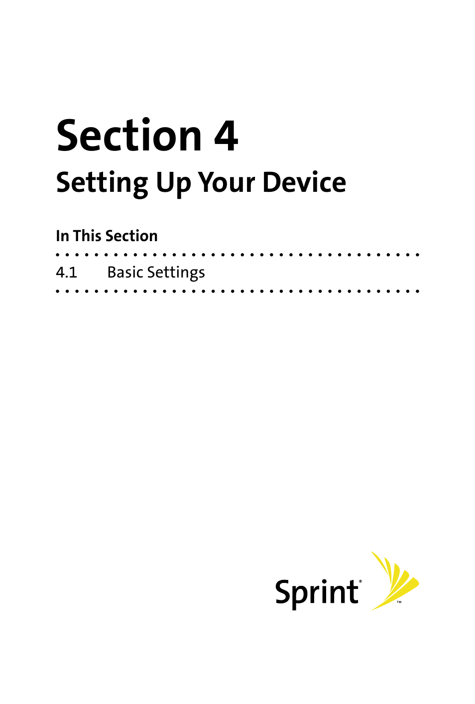 Section 4, Setting up your device | HTC Dash User Manual | Page 51 / 158