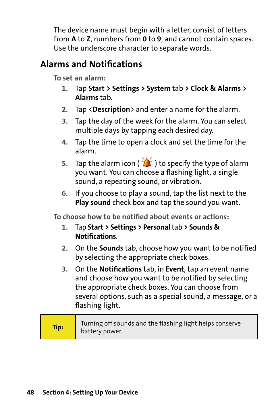 Alarms and notiﬁcations | HTC Dash User Manual | Page 54 / 158