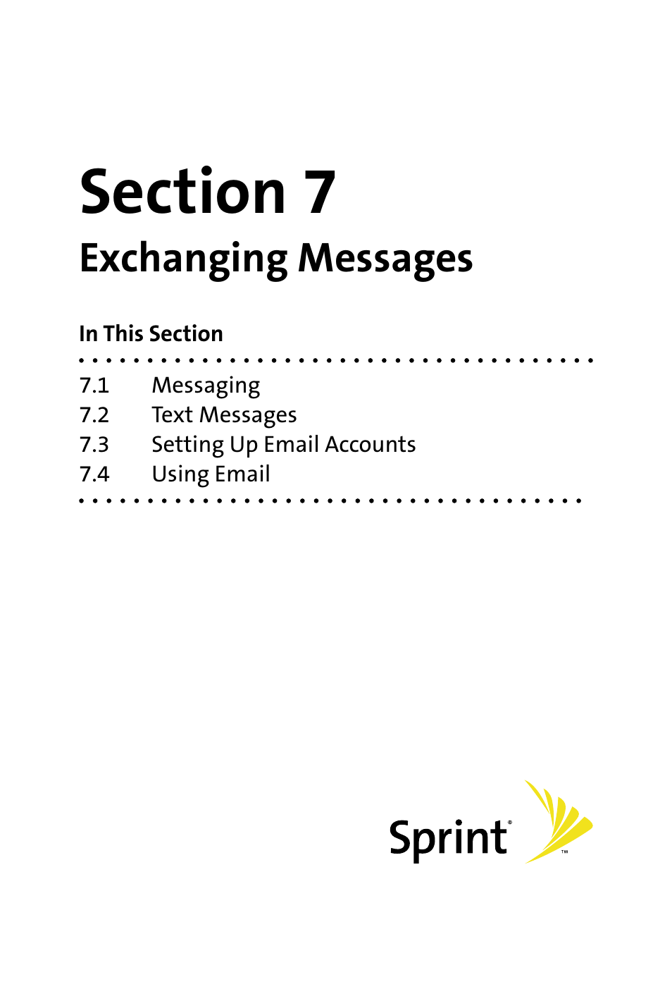 Section 7, Exchanging messages | HTC Dash User Manual | Page 77 / 158