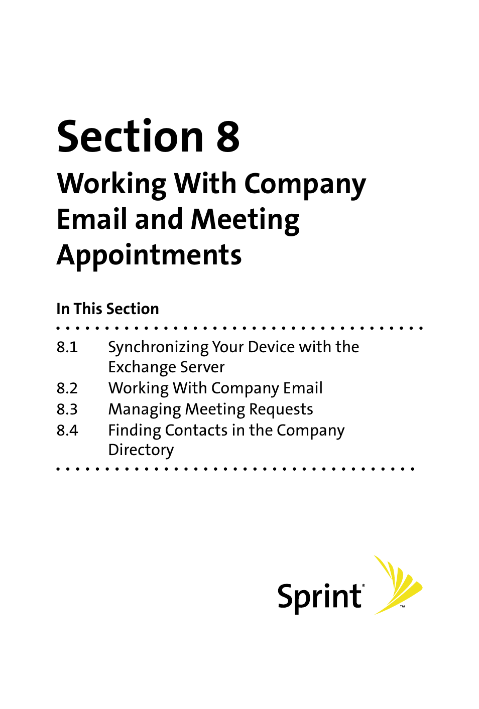 Section 8 | HTC Dash User Manual | Page 85 / 158