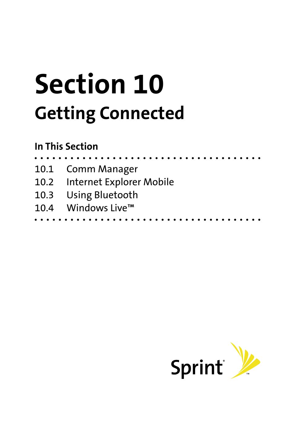 Section 10, Getting connected | HTC Dash User Manual | Page 95 / 158