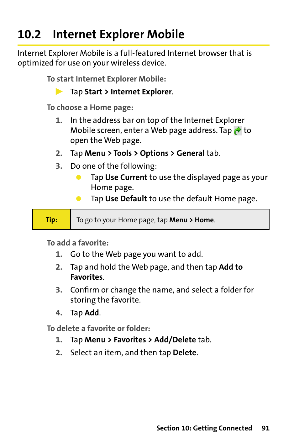 2 internet explorer mobile | HTC Dash User Manual | Page 97 / 158