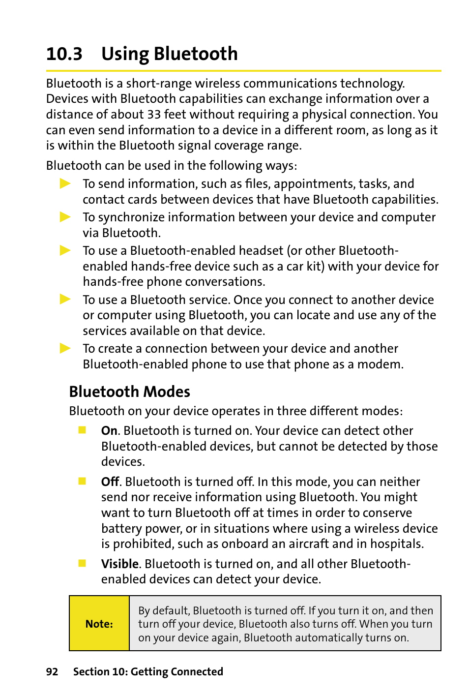 3 using bluetooth, Bluetooth modes | HTC Dash User Manual | Page 98 / 158