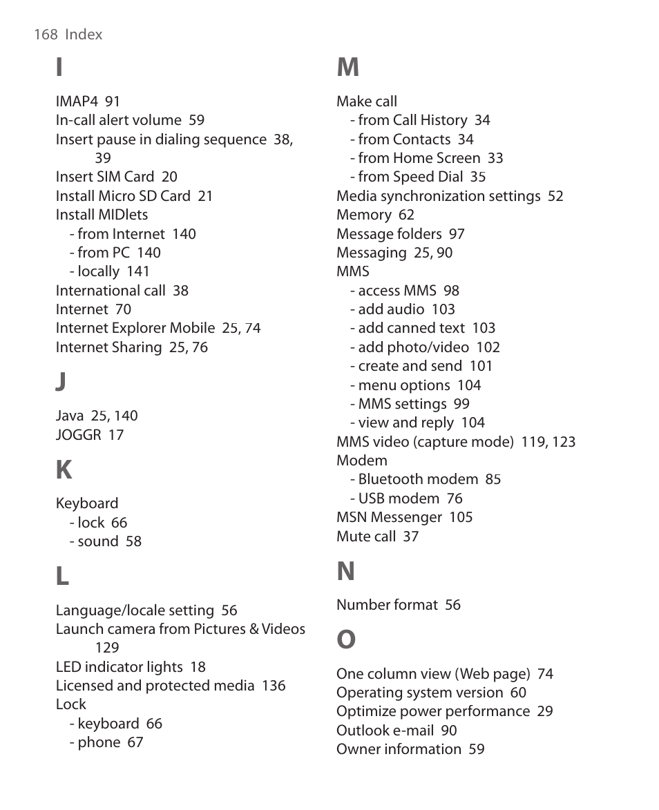 HTC S621 User Manual | Page 168 / 172