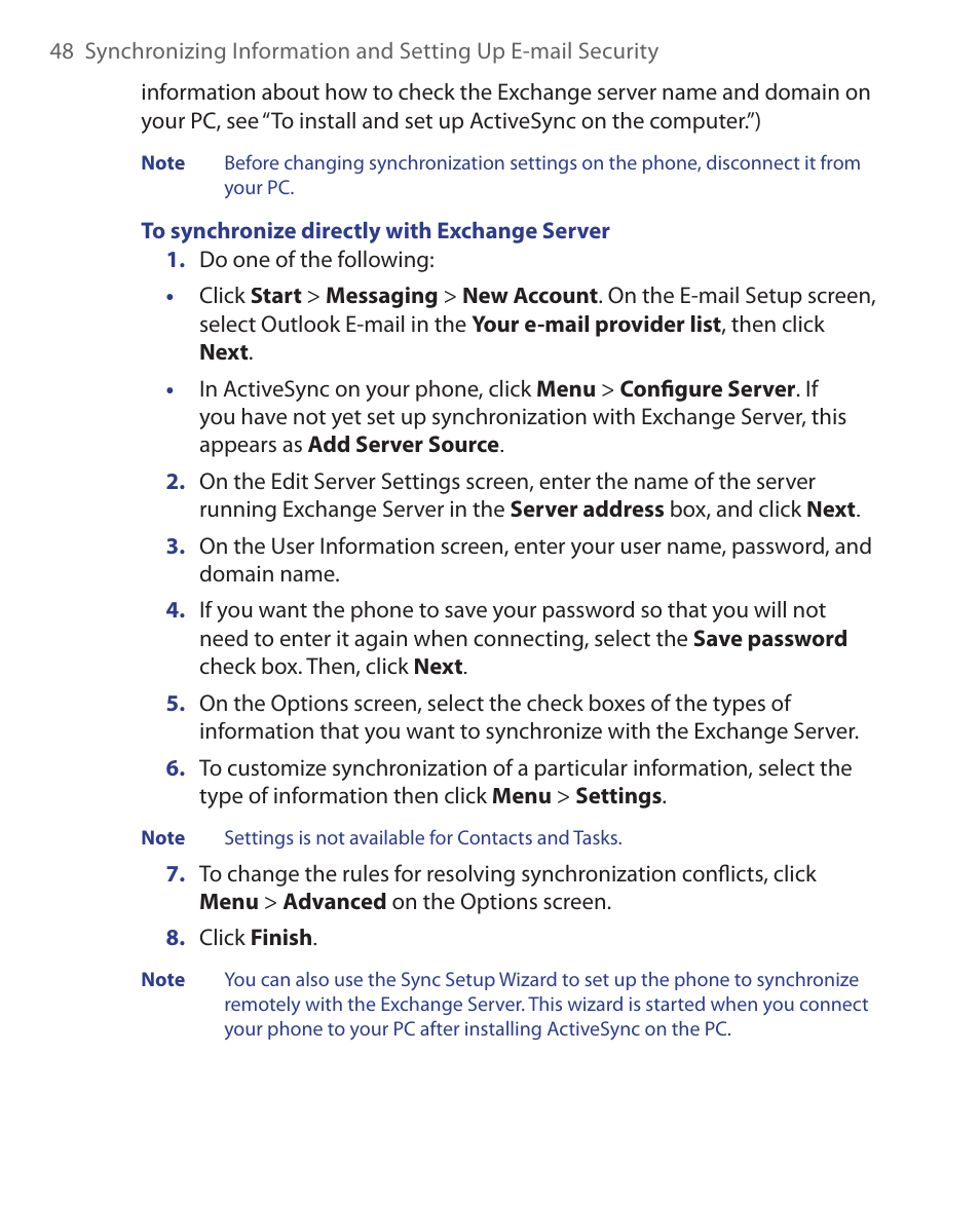 HTC S621 User Manual | Page 48 / 172