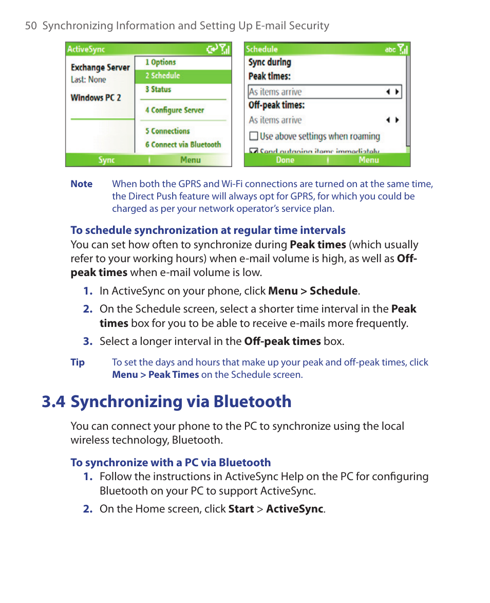 4 synchronizing via bluetooth | HTC S621 User Manual | Page 50 / 172