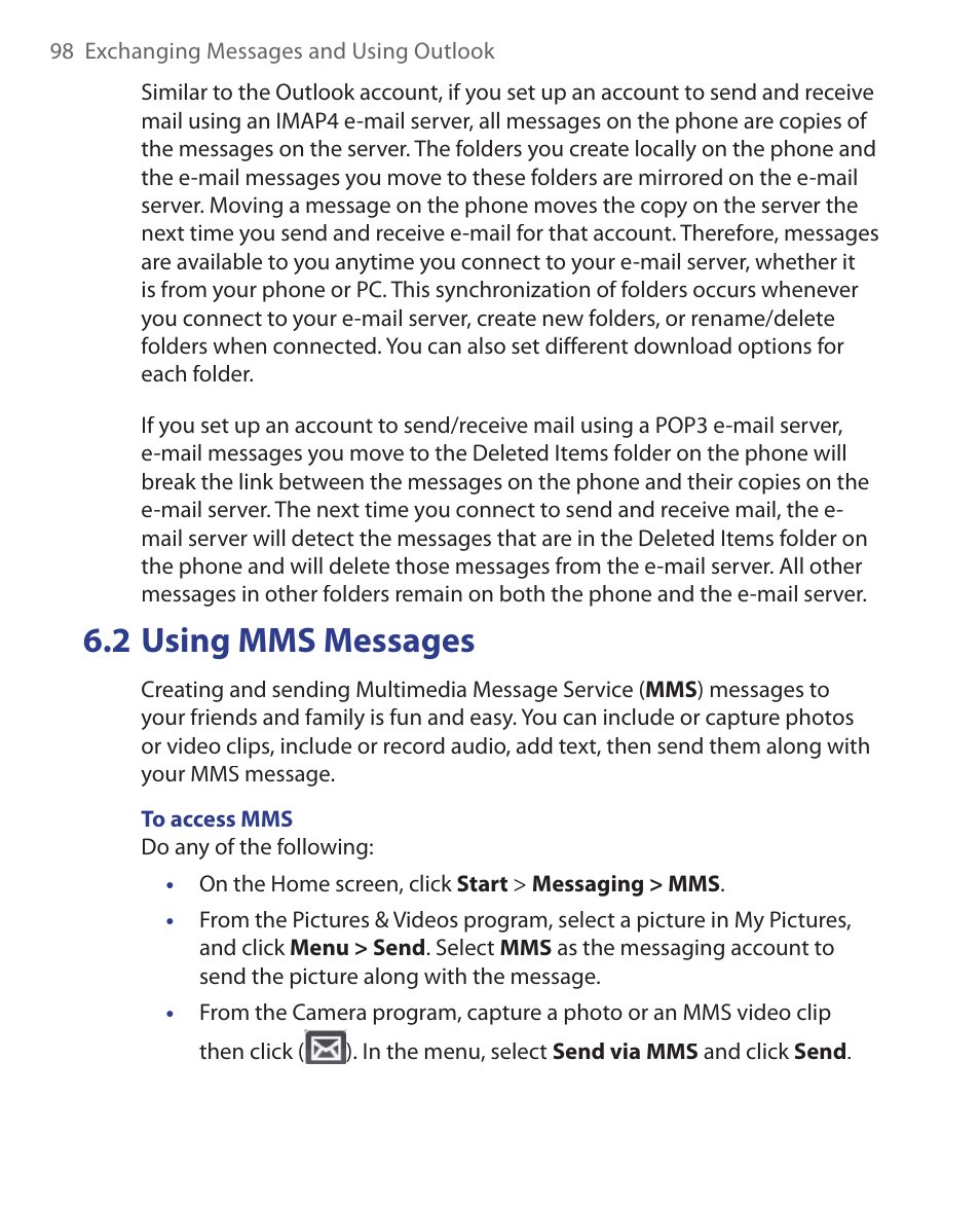 2 using mms messages | HTC S621 User Manual | Page 98 / 172