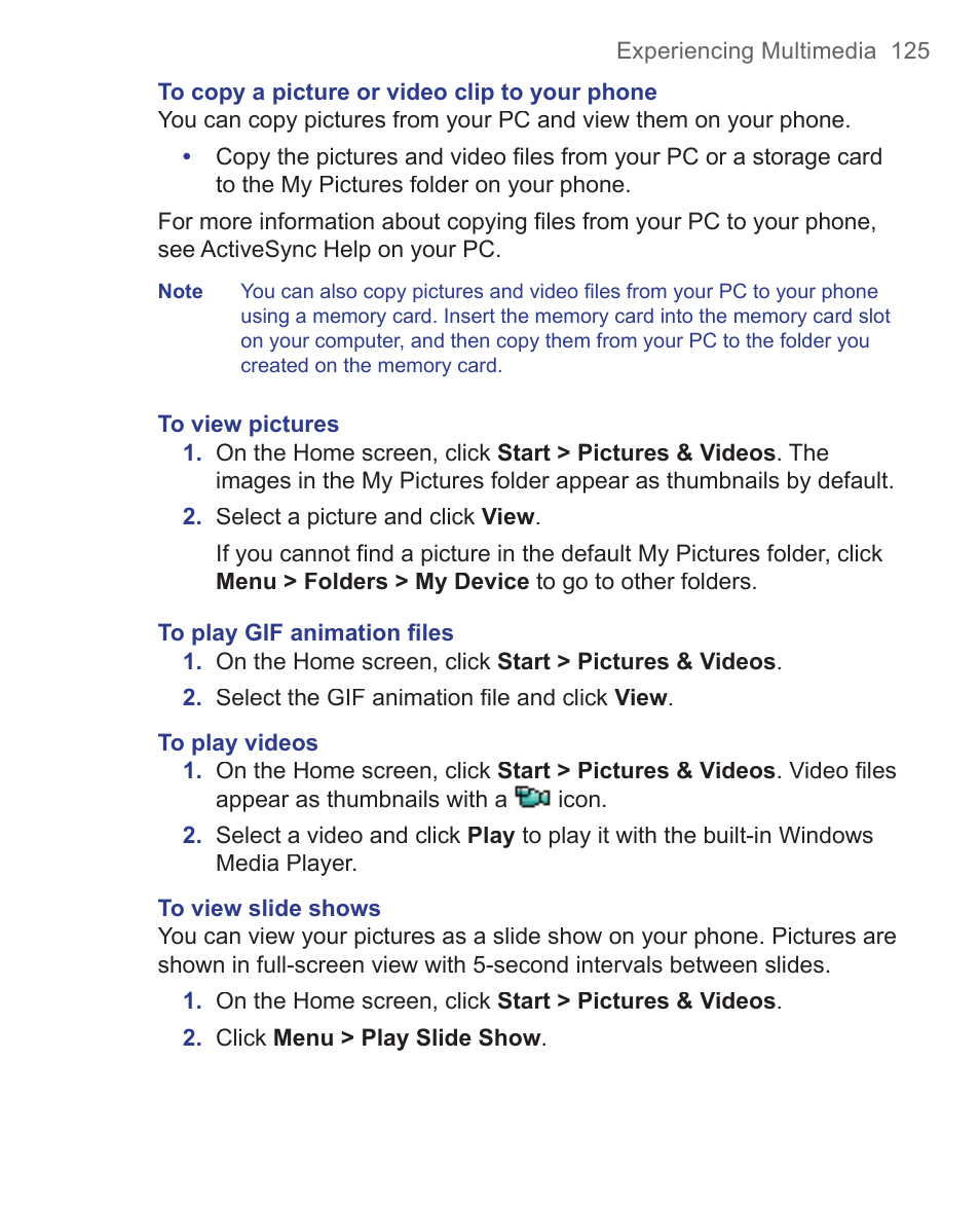 HTC 3125 User Manual | Page 125 / 169