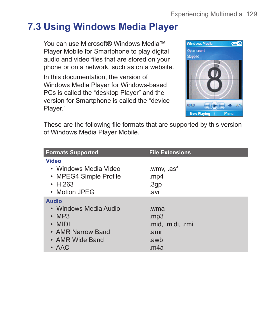 3 using windows media player | HTC 3125 User Manual | Page 129 / 169