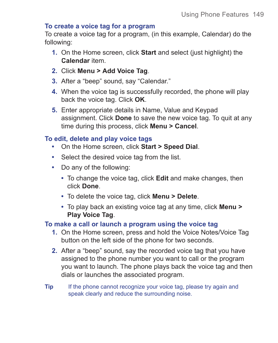 HTC 3125 User Manual | Page 149 / 169