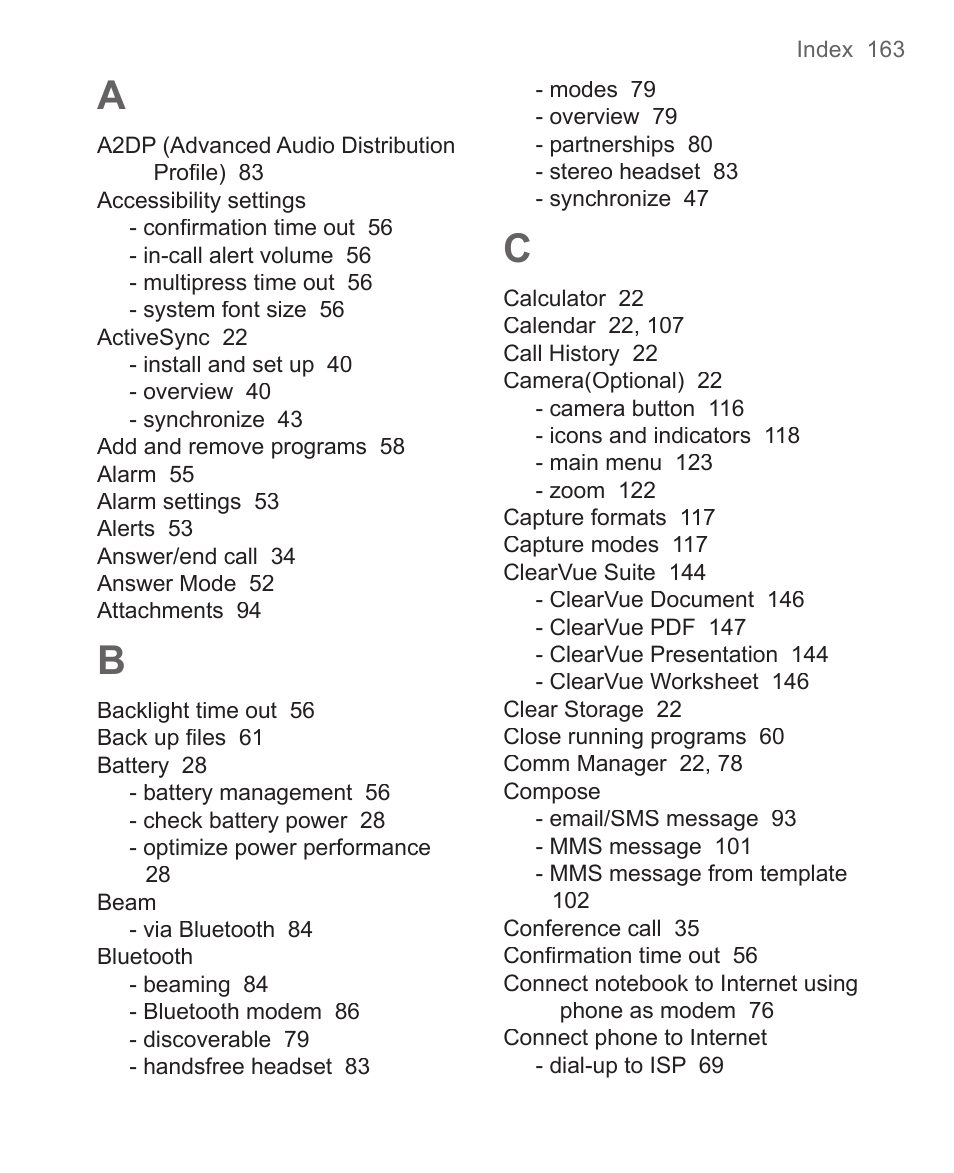 HTC 3125 User Manual | Page 163 / 169