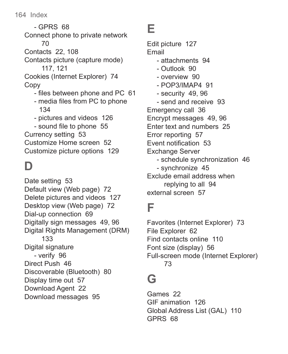 HTC 3125 User Manual | Page 164 / 169