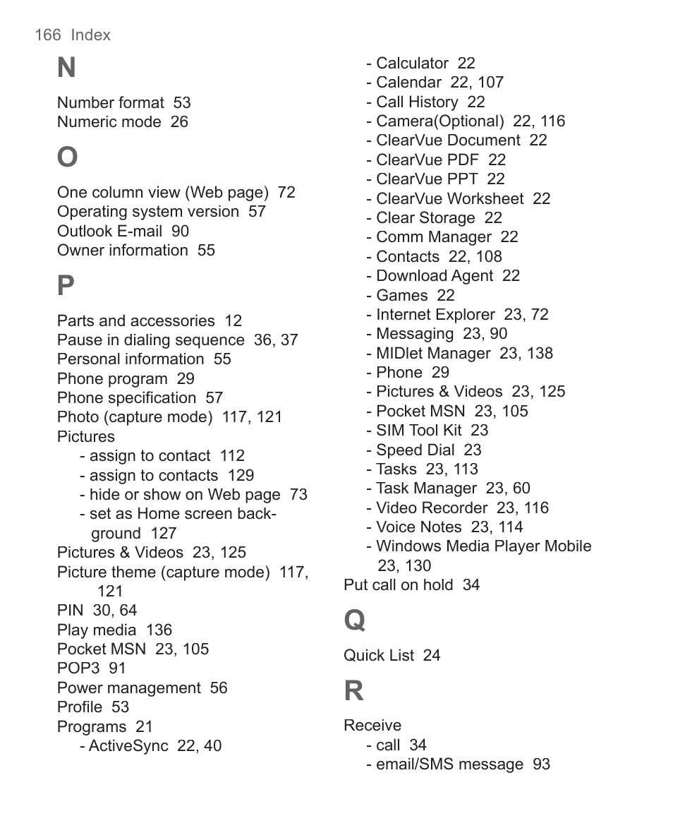 HTC 3125 User Manual | Page 166 / 169