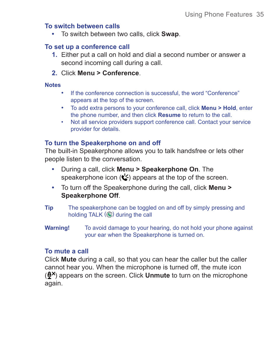 HTC 3125 User Manual | Page 35 / 169