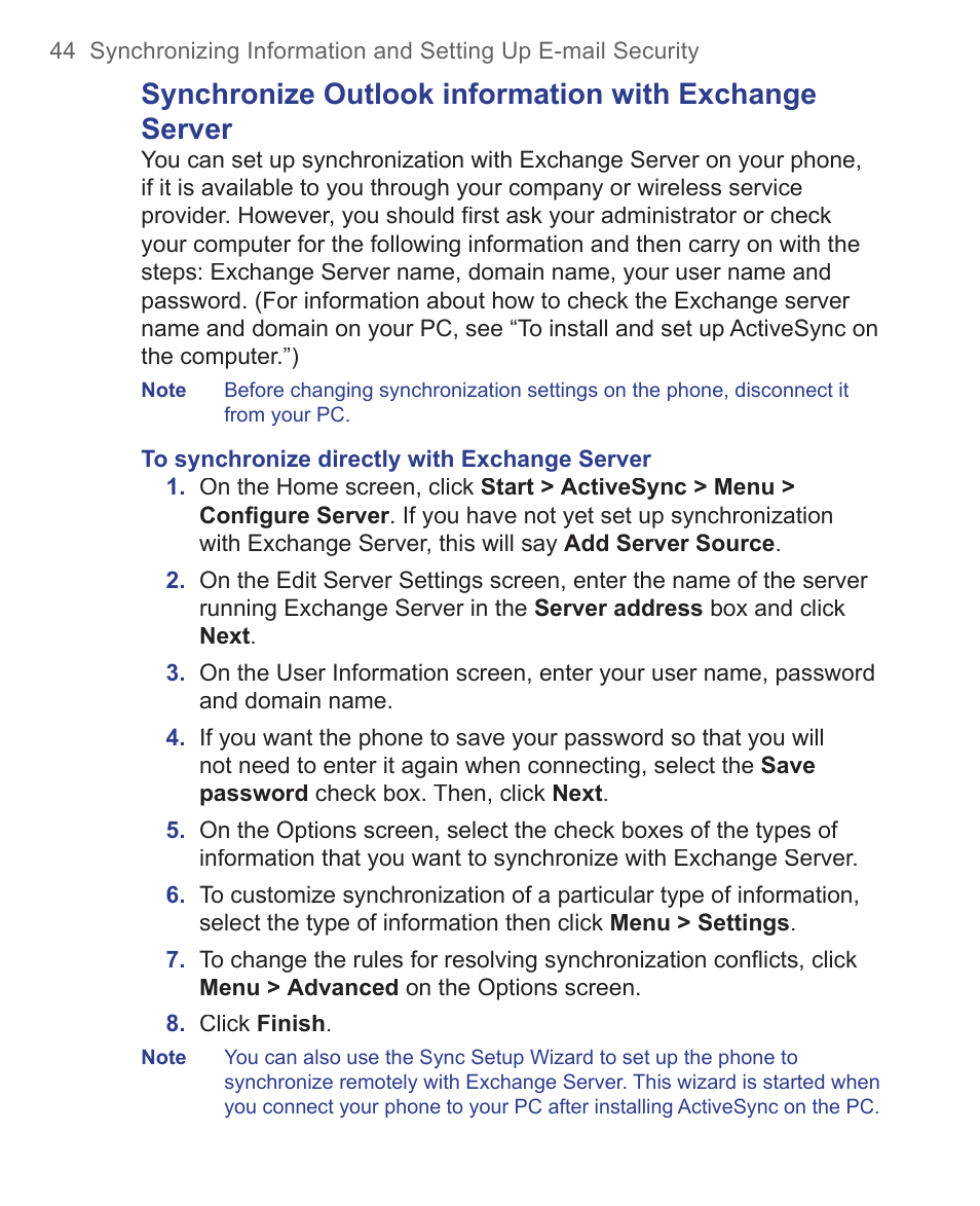 HTC 3125 User Manual | Page 44 / 169