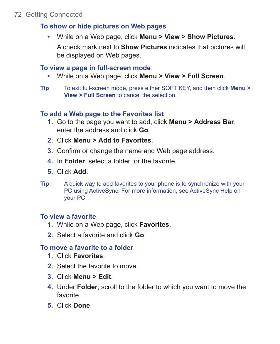 HTC 3125 User Manual | Page 72 / 169