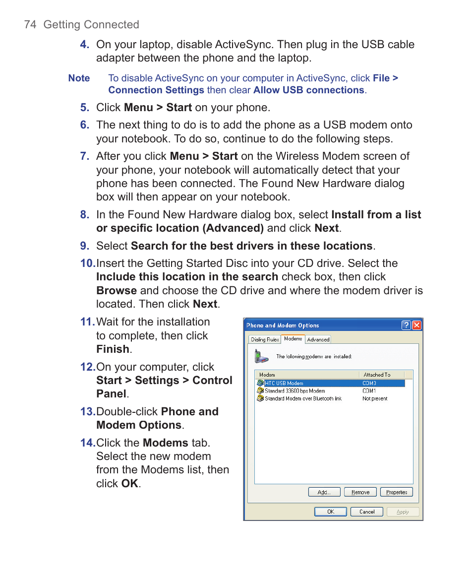 HTC 3125 User Manual | Page 74 / 169