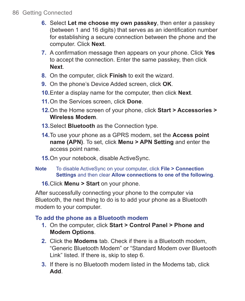 HTC 3125 User Manual | Page 86 / 169